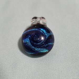 Mystic Blue Swirl Glass Pendant Necklace